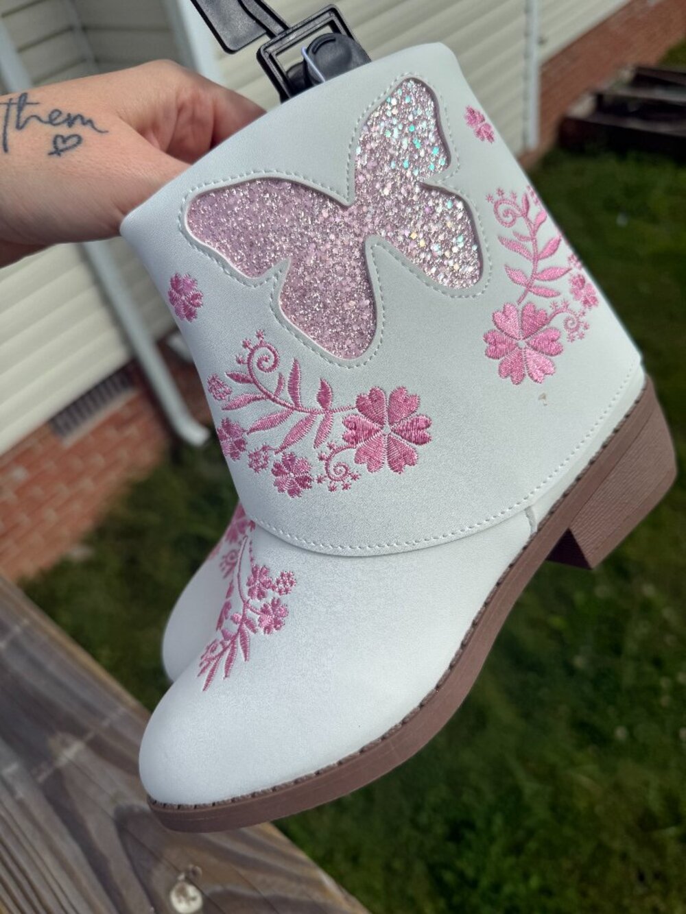 Girls sz3 Glitter Butterfly Cowboy Boots Coquette Western Fairycore 3514